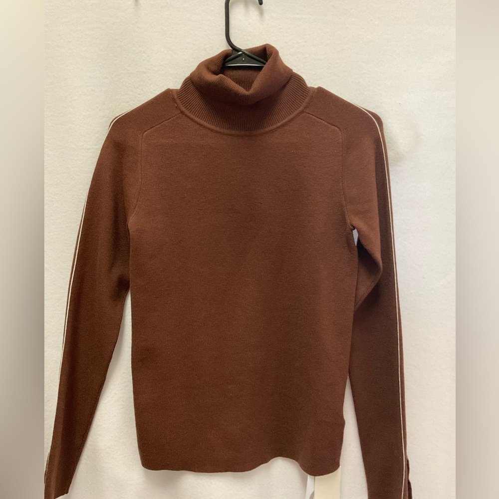 Commense Chocolate Brown Slim Turtleneck Sweater - Picture 2 of 9
